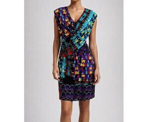 Julie Dillon Women’s Size 6 Multicolor Abstract Cross‑Shoulder Stretch Dress